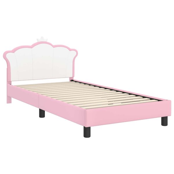 vidaXL Cadre de lit pour enfants avec t&ecirc;te de lit Rose 90 x 200 cm PU