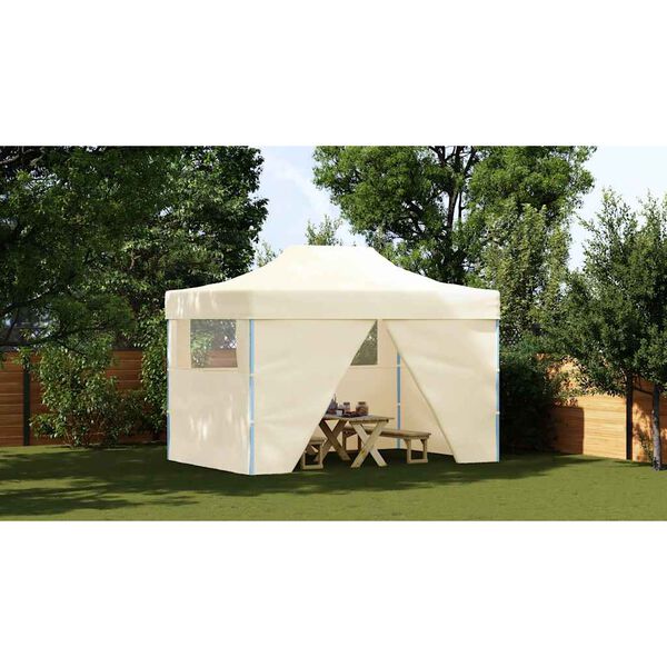 vidaXL Tente pliable avec 4 parois latéraux 3 x 4,5 m Blanc crème
