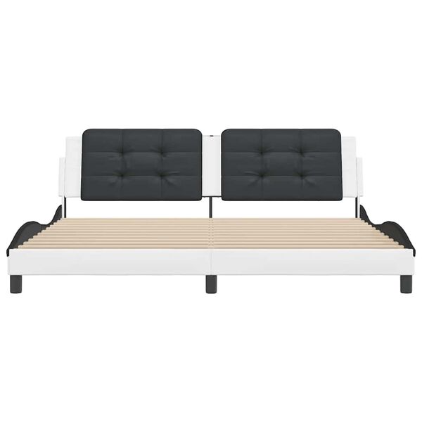 vidaXL Cadre de lit sans matelas Zadar blanc et noir 200x200 cm similicuir