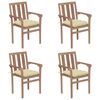 vidaXL Chaises de jardin empilables avec coussins lot de 4 Teck solide