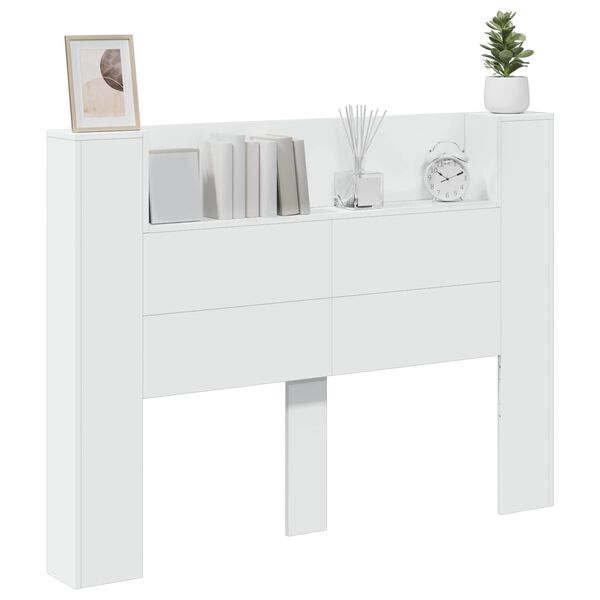 vidaXL Cabinet de T&ecirc;te de Lit avec LED Blanc 140 x 16,5 x 103,5 cm