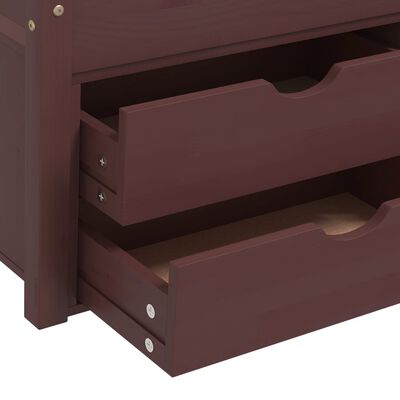 vidaXL Cadre de lit avec tiroirs et armoire Marron foncé Pin 90x200 cm