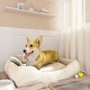 vidaXL Coussin avec oreillers pour chien Beige 75x58x18 cm Tissu
