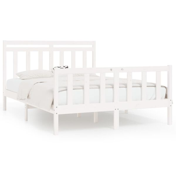 vidaXL Cadre de lit sans matelas blanc bois de pin massif 150x200 cm