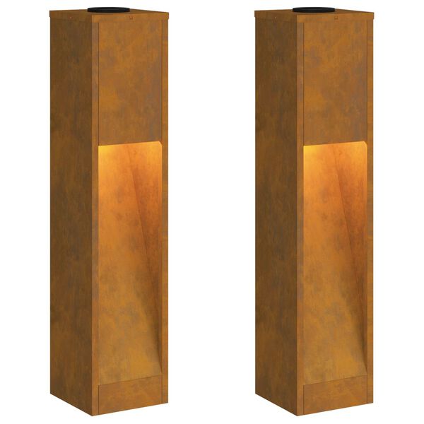 vidaXL Lumi&egrave;re de Chemin LED Solaire 2 pcs Bronze Acier patin&eacute;
