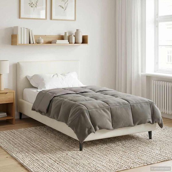 vidaXL Duvet d'&eacute;t&eacute; simple Matelass&eacute; Gris clair 135 x 220 cm Microfibre