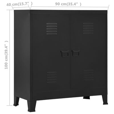 vidaXL Coffre de rangement industriel Noir 90x40x100 cm Acier