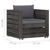 vidaXL Salon de jardin 2 pcs avec coussins Bois impr&eacute;gn&eacute; de gris