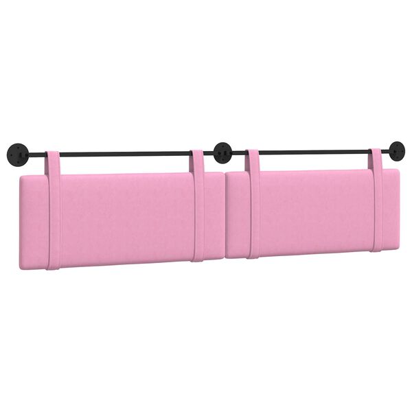 vidaXL T&ecirc;te de lit suspendue Montage mural Rose 210 x 55 x 5 cm tissu