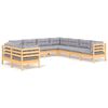 vidaXL Salon de jardin 9 pcs avec coussins gris bois de pin massif