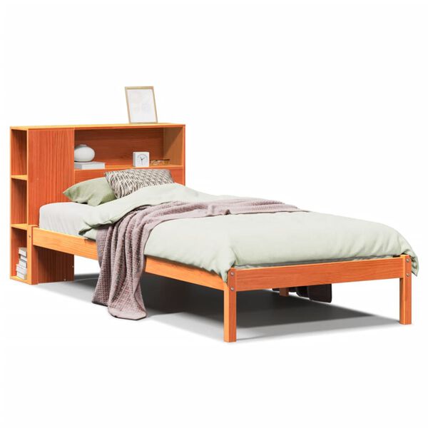 vidaXL Lit biblioth&egrave;que sans matelas cire marron 75x190 cm pin massif
