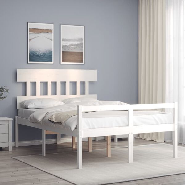 vidaXL Lit pour personne &acirc;g&eacute;e sans matelas blanc 120x200cm bois massif