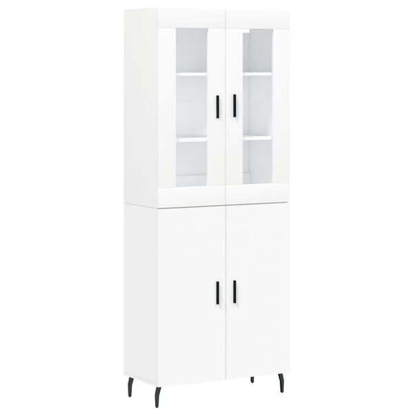 vidaXL Buffet haut Blanc 69,5x34x180 cm Bois d'ing&eacute;nierie