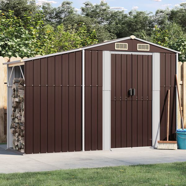 vidaXL Abri de jardin marron 277x93x179 cm acier galvanis&eacute;