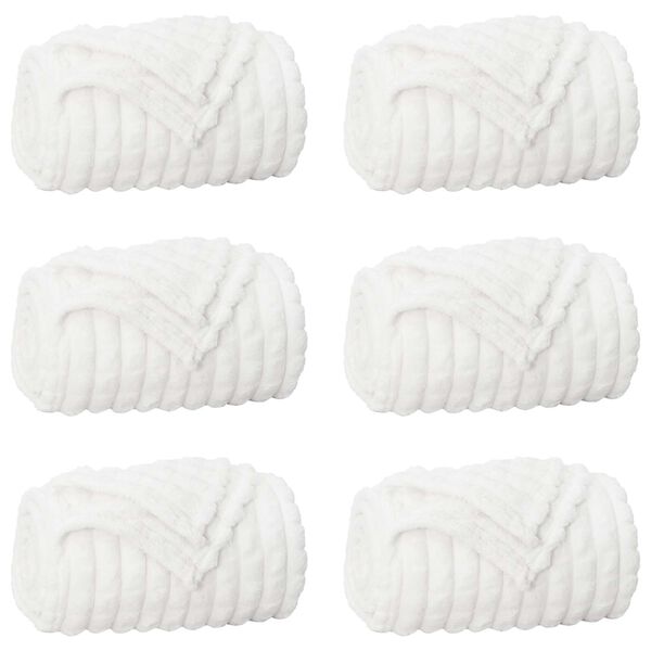 vidaXL Couvertures &agrave; jeter 6 pcs Blanc 200 x 150 cm Toison