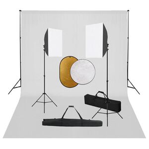 vidaXL Kit de studio photo bo&icirc;tes &agrave; lumi&egrave;re toile de fond r&eacute;flecteur