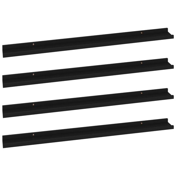 vidaXL &Eacute;tag&egrave;res murales 4 pcs Noir 100x9x3 cm