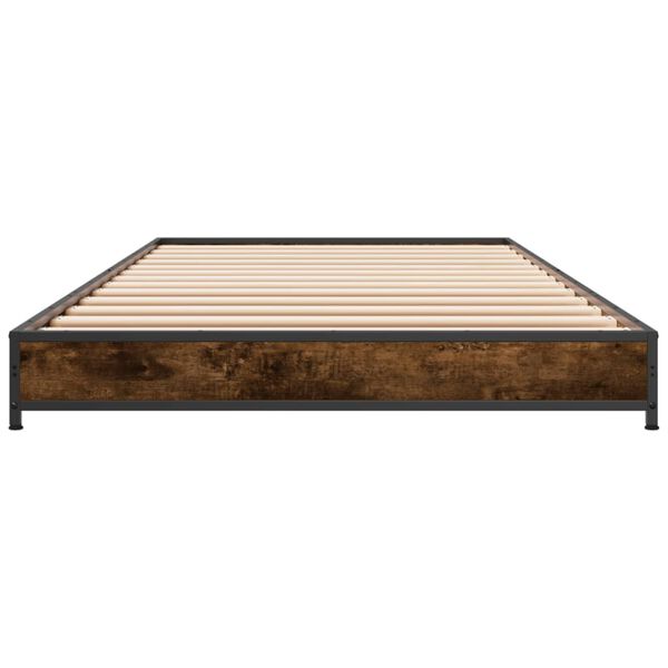 vidaXL Cadre de lit sans matelas ch&ecirc;ne fum&eacute; 75x190 cm
