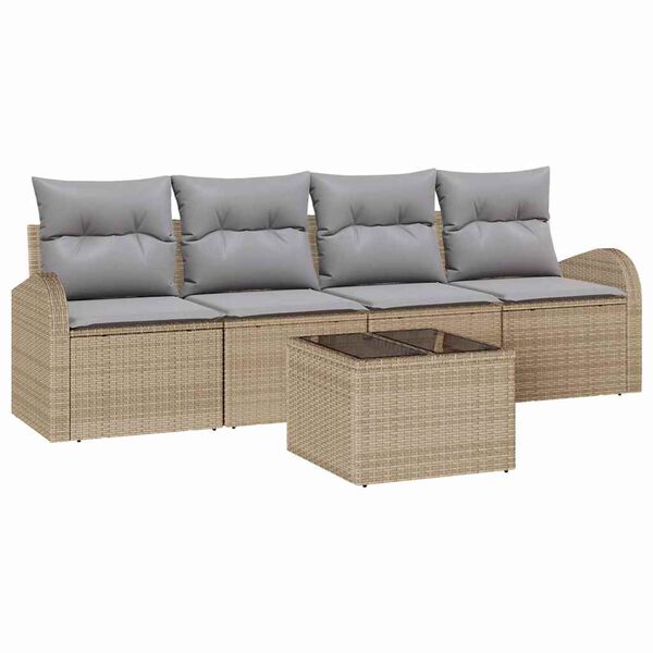 vidaXL Ensemble de canap&eacute; de jardin Beige 55 x 55 x 37 cm polyrotin