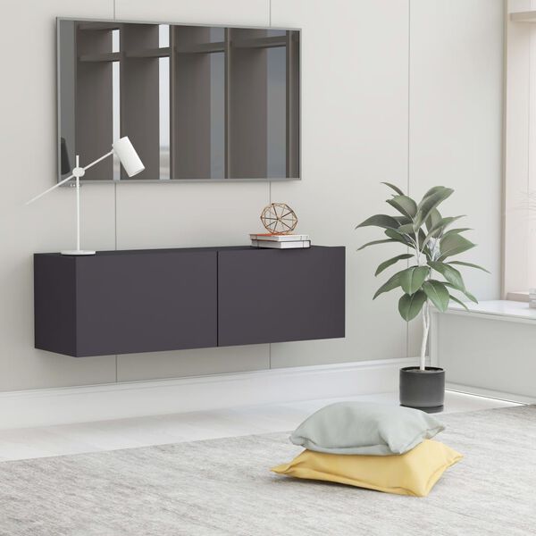 vidaXL Meuble TV Gris 100x30x30 cm Bois d’ingénierie