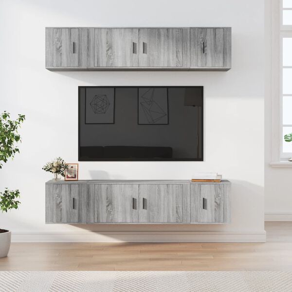 vidaXL Ensemble de meubles TV 6 pcs Sonoma gris Bois d'ing&eacute;nierie