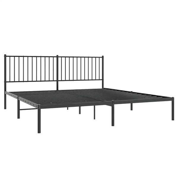 vidaXL Cadre de lit m&eacute;tal sans matelas et t&ecirc;te de lit noir 180x200 cm