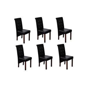 vidaXL Chaises &agrave; manger lot de 6 noir similicuir