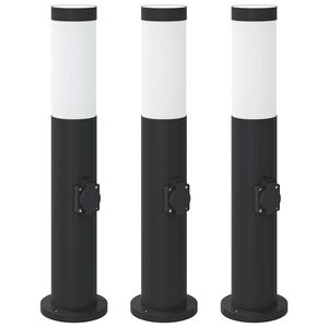vidaXL Bornes lumineuses avec sortie lot de 3 50 cm acier inoxydable IP44