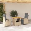 vidaXL Ensemble &agrave; manger de jardin et coussins 3 pcs Beige poly rotin
