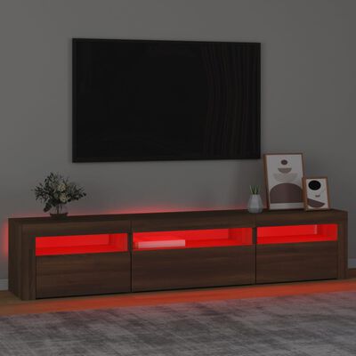 vidaXL Meuble TV avec lumières LED Chêne marron 195x35x40 cm