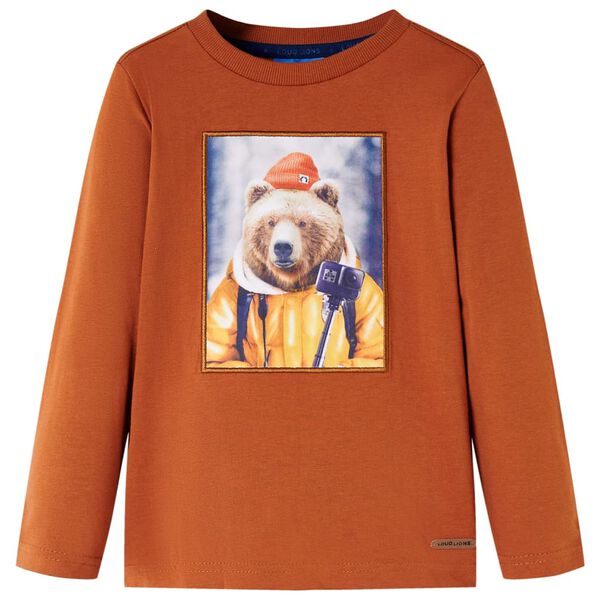 T-shirt enfants &agrave; manches longues orange br&ucirc;l&eacute; 140