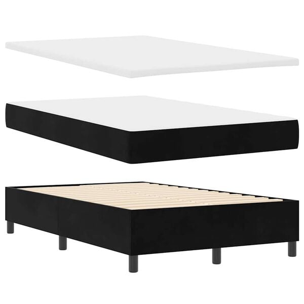 vidaXL Lit &agrave; ressorts avec matelas Noir 120 x 200 cm Velours