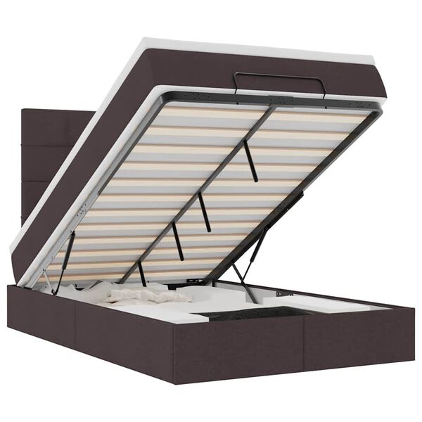 VidaXL Cadre de lit ottoman avec matelas marron fonc&eacute; 120x190 cm tissu