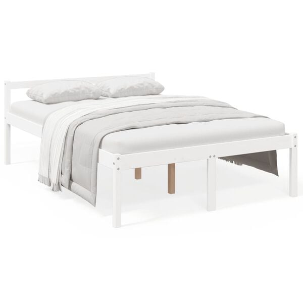 vidaXL Lit pour personne &acirc;g&eacute;e sans matelas blanc 135x190 cm