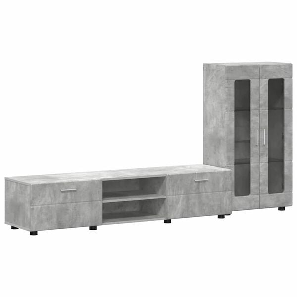 vidaXL Ensemble meuble TV FLORIN Gris b&eacute;ton Bois d'ing&eacute;nierie