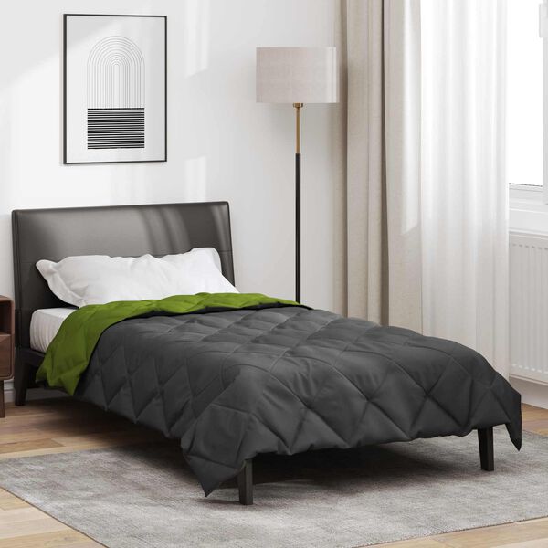 vidaXL Duvet d'&eacute;t&eacute; simple Vert et Anthracite 220 x 155 cm Microfibre