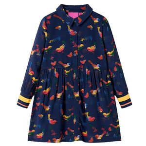 Robe pour enfants &agrave; manches longues bleu marine 104