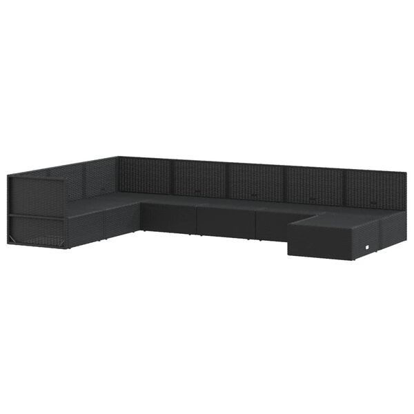 vidaXL Salon de jardin 8 pcs avec coussins noir r&eacute;sine tress&eacute;e