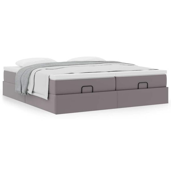 VidaXL Cadre de lit ottoman avec matelas gris 200x200 cm similicuir