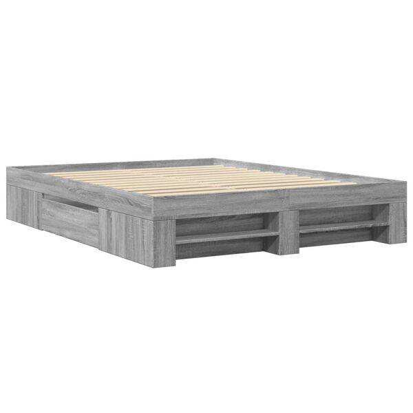 vidaXL Cadre de lit sans matelas sonoma gris 160x200cm bois ing&eacute;nierie