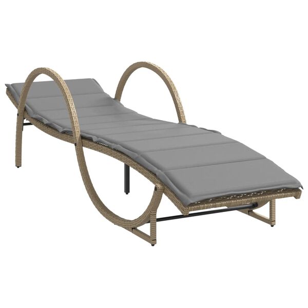 vidaXL Chaises longues lot de 2 avec coussins beige r&eacute;sine tress&eacute;e