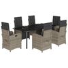 vidaXL Ensemble &agrave; manger de jardin et coussins 7 pcs gris rotin