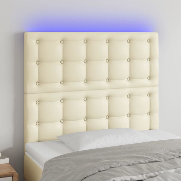 vidaXL T&ecirc;te de lit &agrave; LED Cr&egrave;me 100x5x118/128 cm Similicuir
