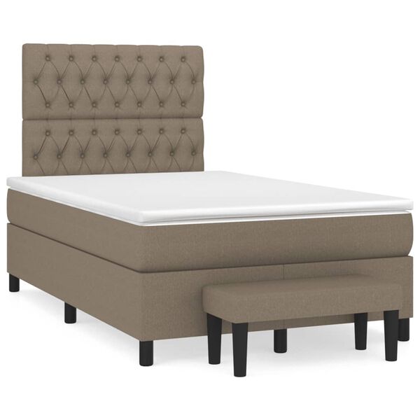 vidaXL Sommier &agrave; lattes de lit avec matelas Taupe 120x200 cm Tissu