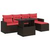 vidaXL Salon de jardin avec coussins 6pcs marron résine tressée acacia