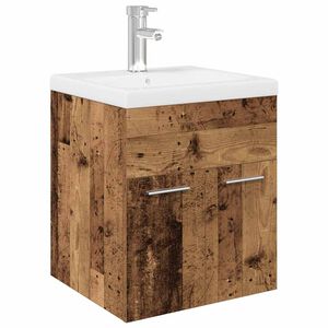 vidaXL Meuble lavabo avec bassin et robinet intégrés vieux bois