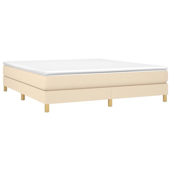 vidaXL Sommier &agrave; lattes de lit avec matelas Cr&egrave;me 180x200 cm Tissu