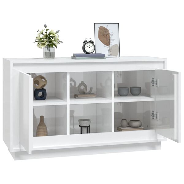 vidaXL Buffet blanc brillant 102x35x60 cm bois d'ing&eacute;nierie