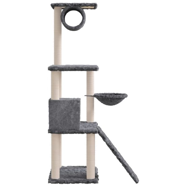 vidaXL Arbre &agrave; chat avec griffoirs en sisal Gris fonc&eacute; 131 cm
