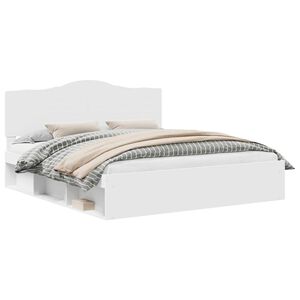 vidaXL Cadre de lit avec t&ecirc;te de lit Blanc 200 x 200 cm Pin massif